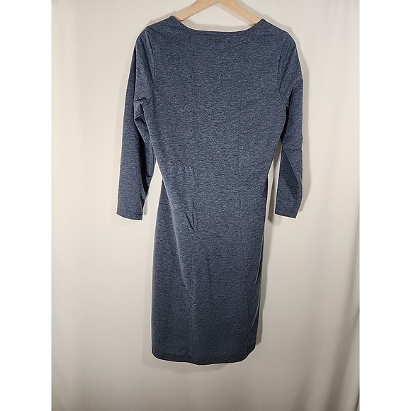PRANA‎ Soskia Heathered Blue 3/4 Sleeve Wool Knit Midi Dress Pockets Womens M - Picture 7 of 16